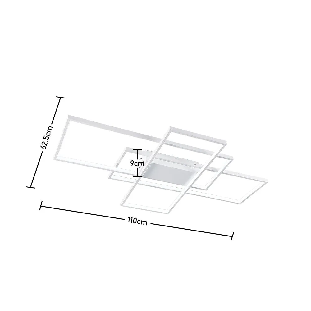 Neutral Style Rectangular LED Semi Flush Ceiling Light in White