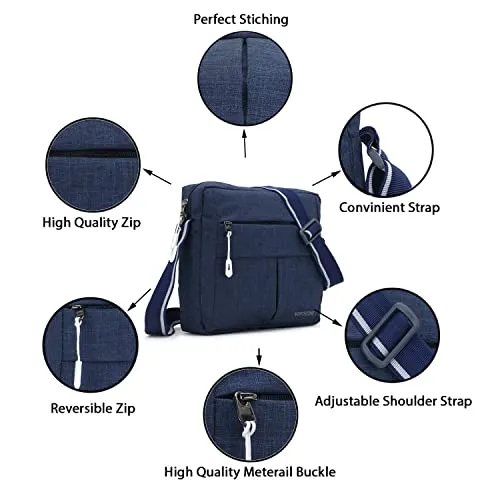 NORTH ZONE Northzone Sling Cross Body Travel Office Business Messenger One Side Shoulder Pouch Bag Money Bag for Men and Women (Navy Blue)