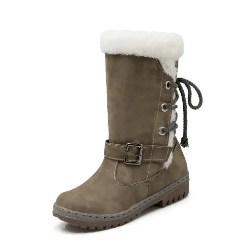 OCW Women Mid-Calf Comfortable Warm Fur Winter Boots