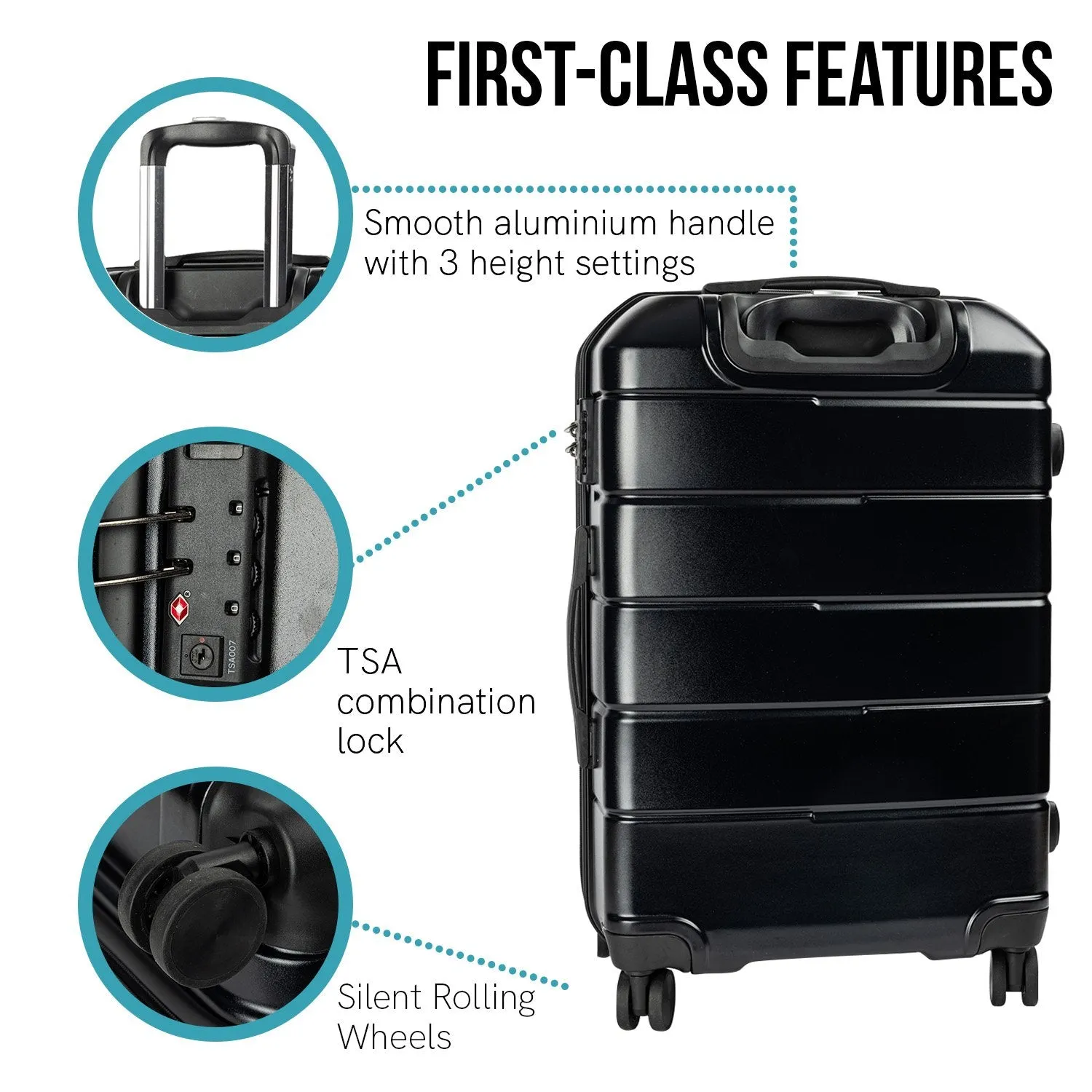 Olympus Artemis 24" Hard Shell Suitcase ABS PC (Jet Black)