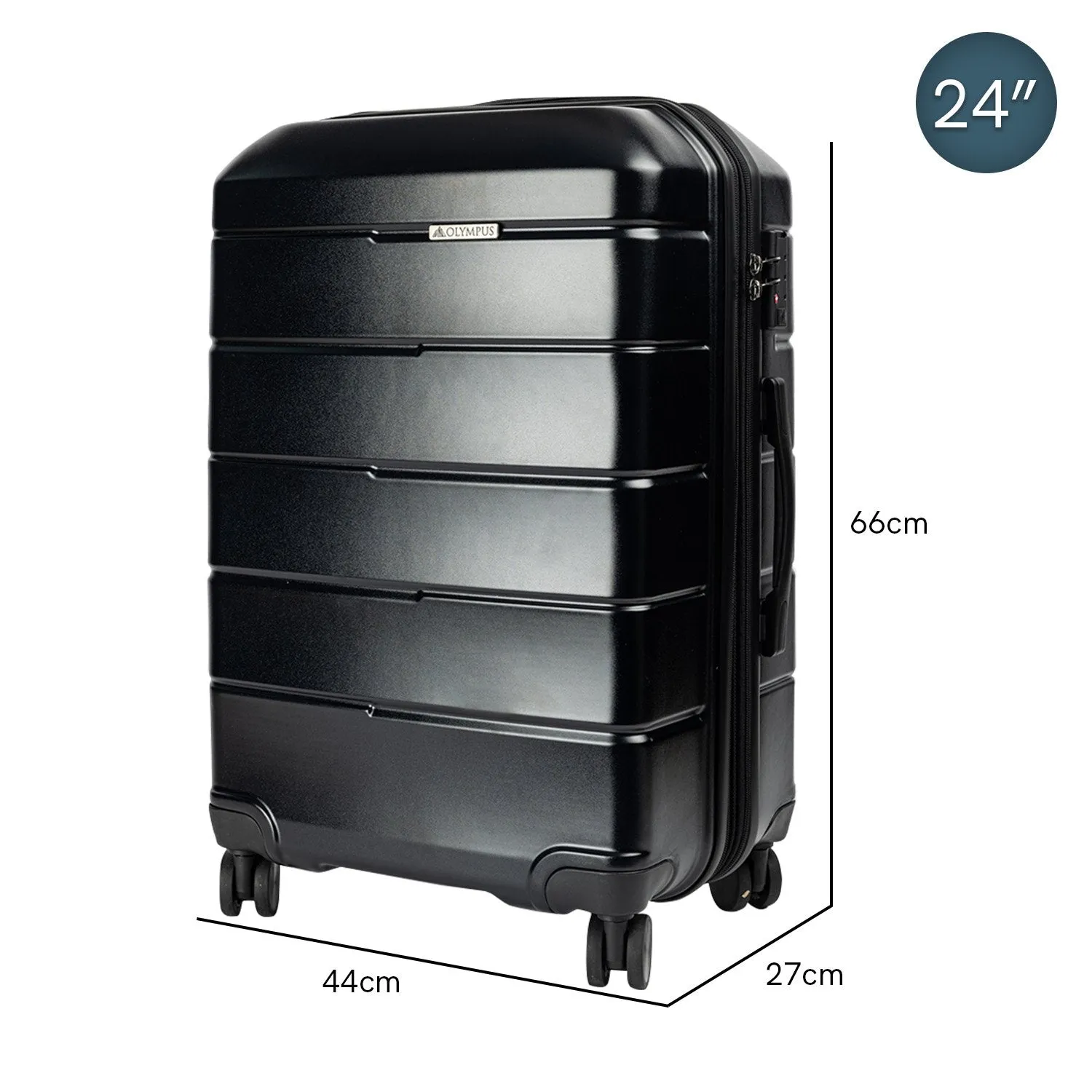 Olympus Artemis 24" Hard Shell Suitcase ABS PC (Jet Black)