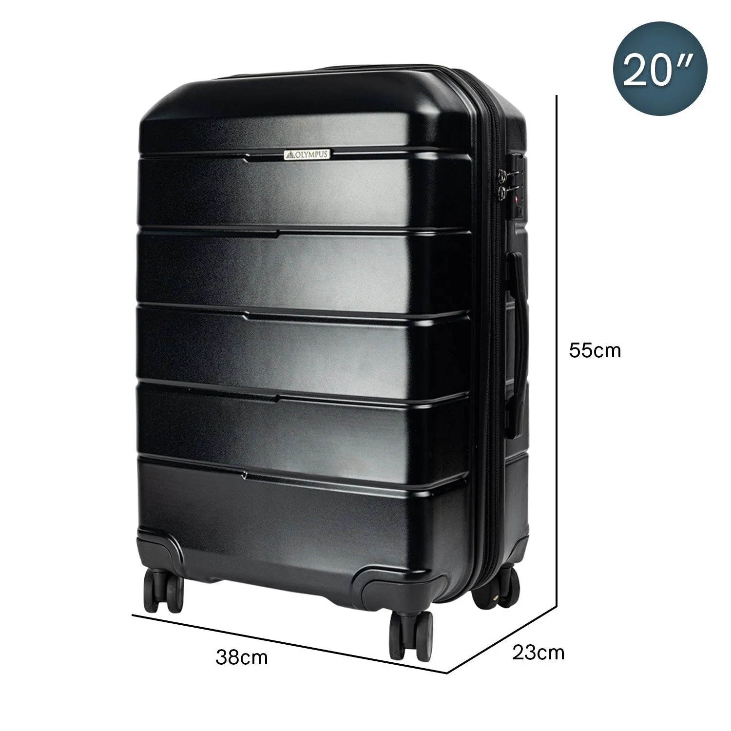 Olympus Artemis Hard Shell ABS PC Luggage Set in Jet Black (3 Piece Set)