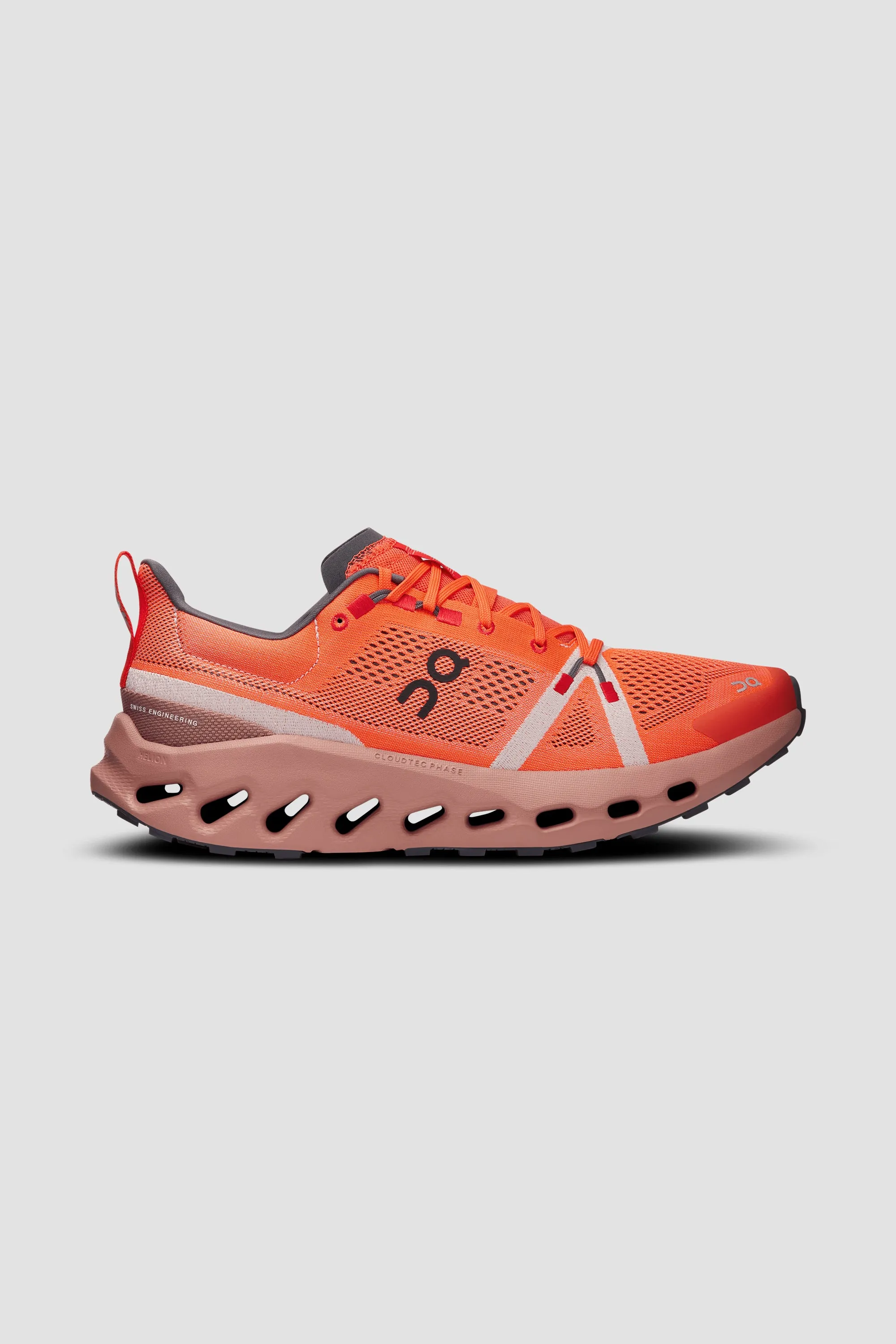 ON | Men's Cloudsurfer Trail shoe in Flame/Dustrose