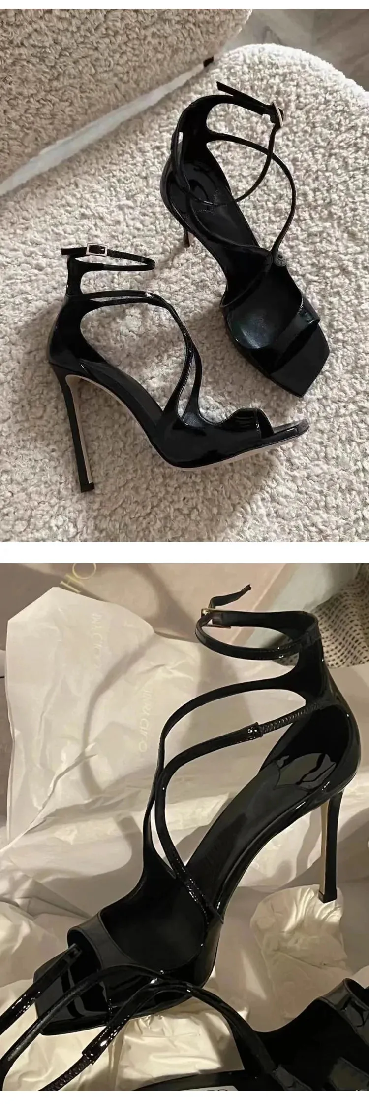 Peep Toe Satin Strap High Heels