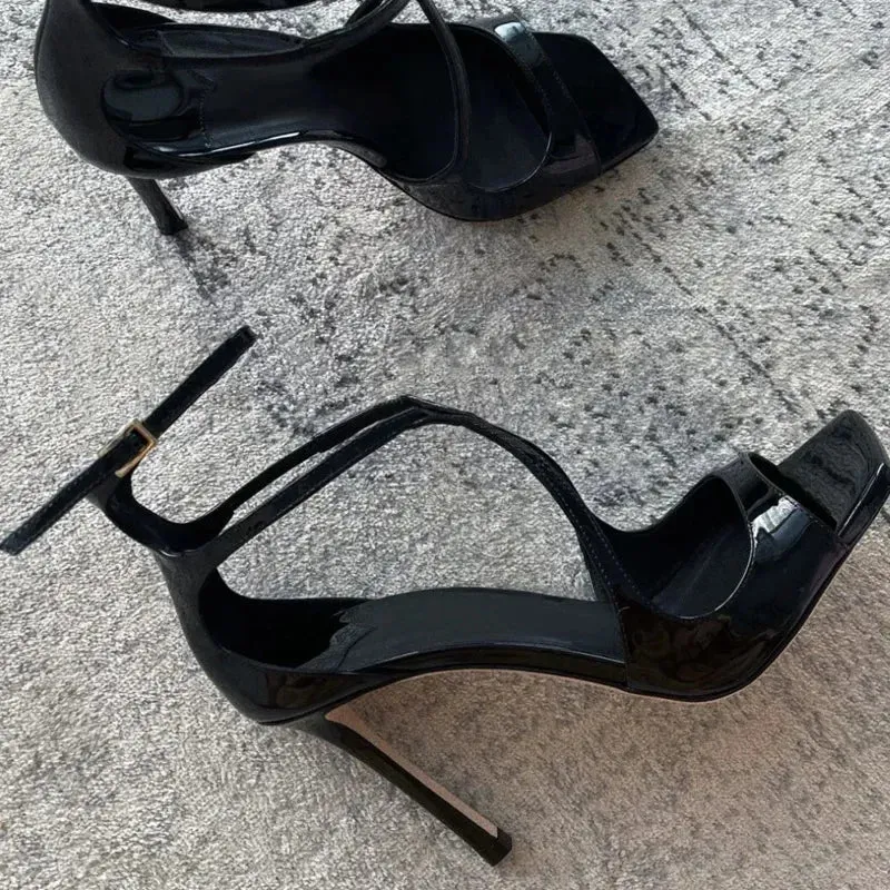 Peep Toe Satin Strap High Heels