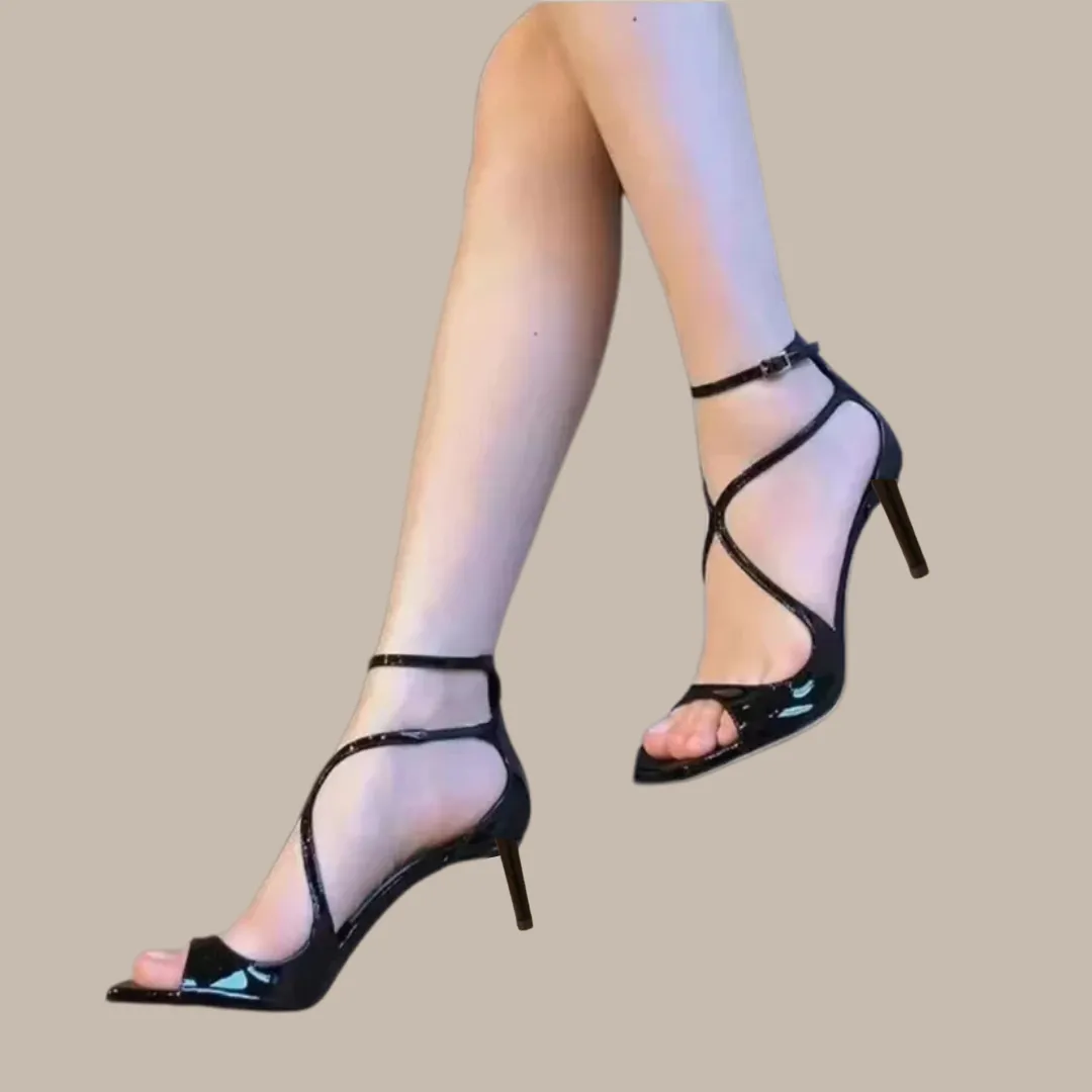 Peep Toe Satin Strap High Heels