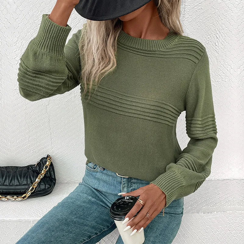 PEOPLETERRITORY New Hot Trade Wholesale Multi-color Autumn and Winter Hot Sale  Women's Clothing  Long Sleeve Solid Color Women's Sweater