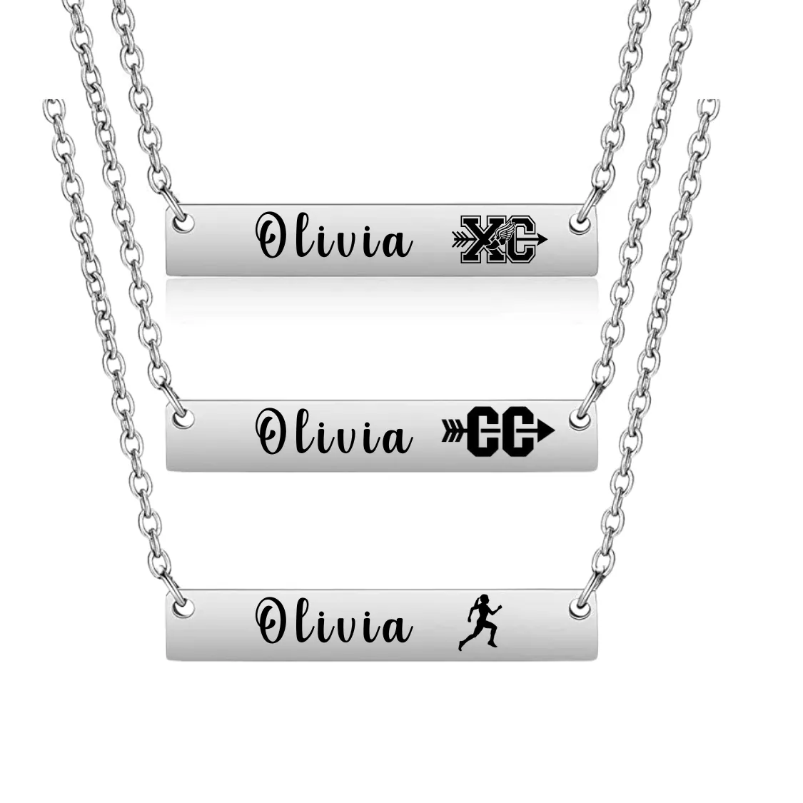 Personalized Cross Country Runner Bar Necklace