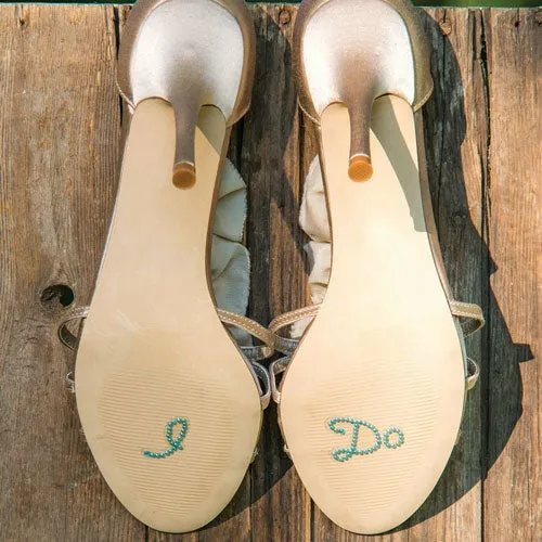 "I Do" Shoe Talk In Blue Pearls And Crystals