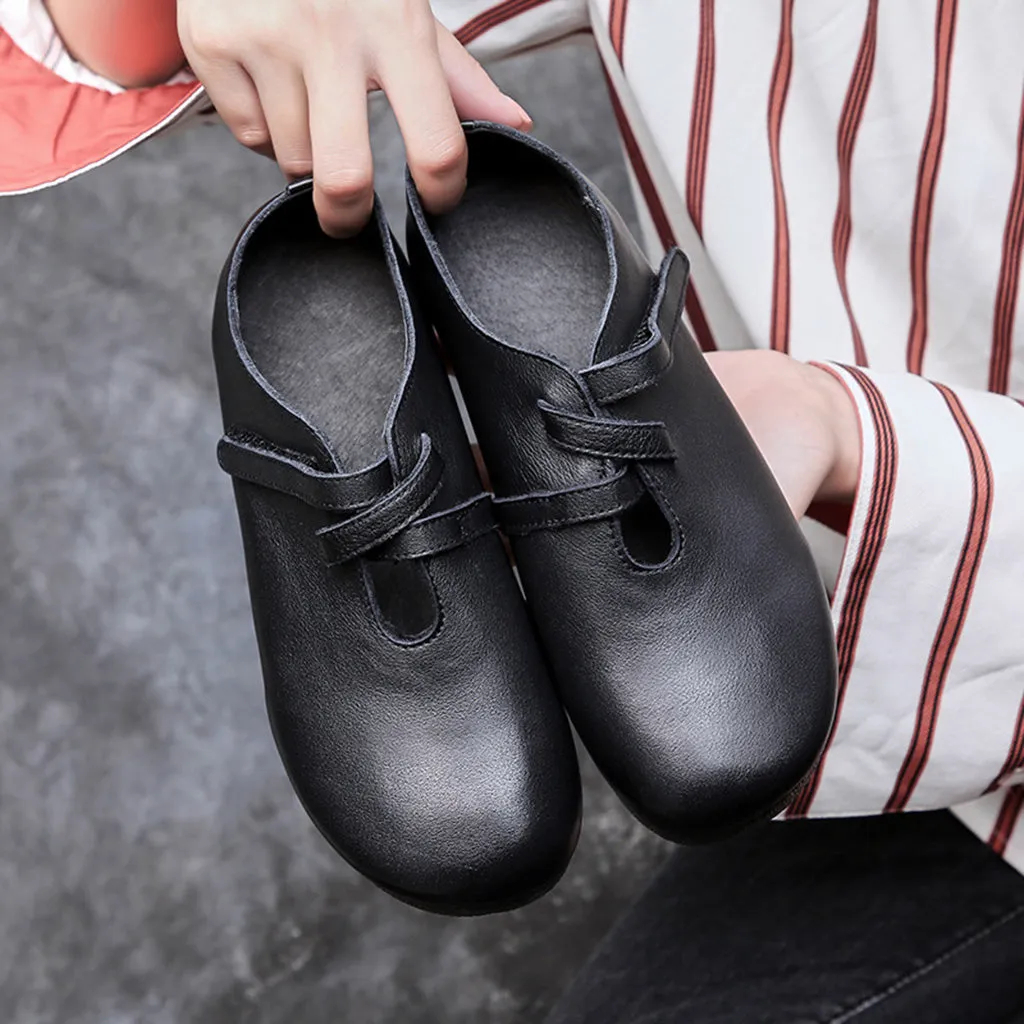 Retro Comfortable Leather Flat Shoes | Gift Shoes