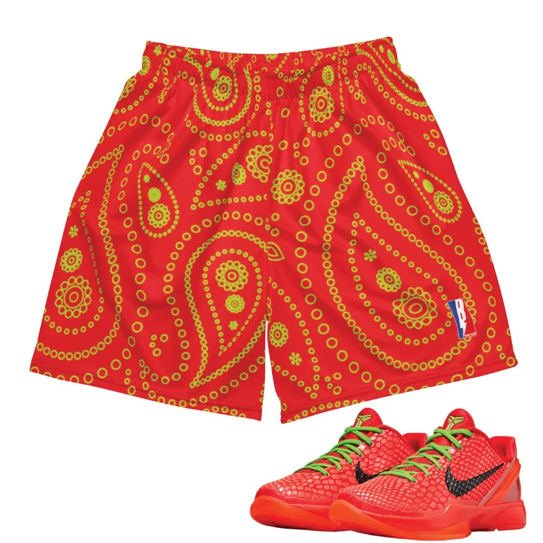 Reverse Grinch Protro Paisley Basketball Mesh Shorts