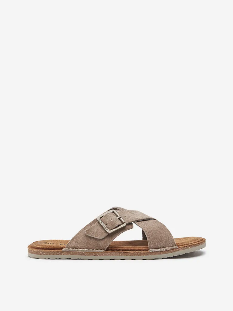 SOLEPLAY Taupe Criss Cross Slip-On Sandals