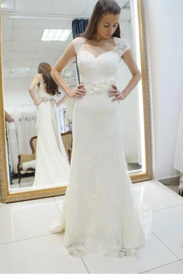 Sweetheart Lace Appliques Sashes Mermaid Wedding Dress WD147