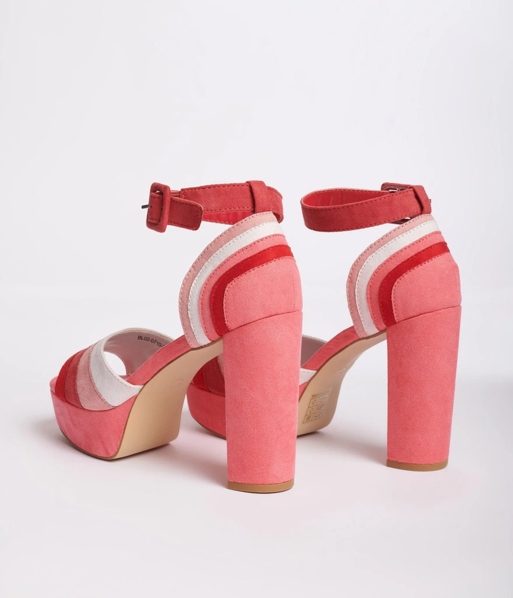 Unique Vintage Pink Suede Peep Toe Platform Heels