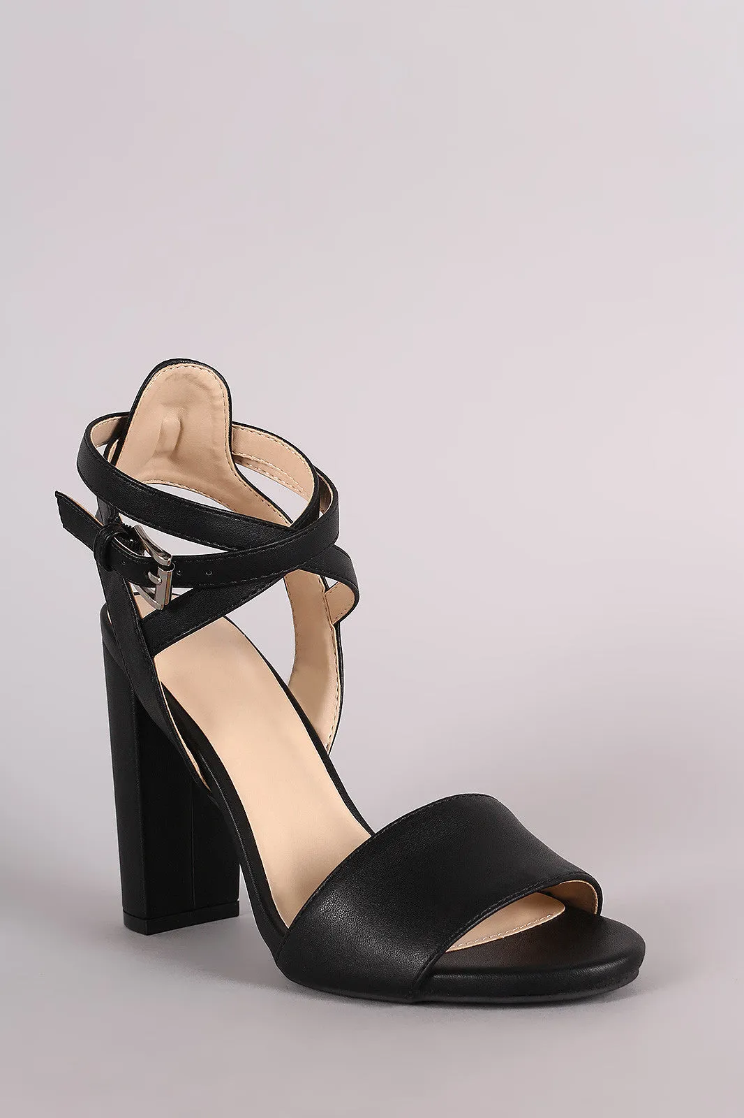 Wild Diva Lounge Crisscross Ankle Strap Chunky Heel