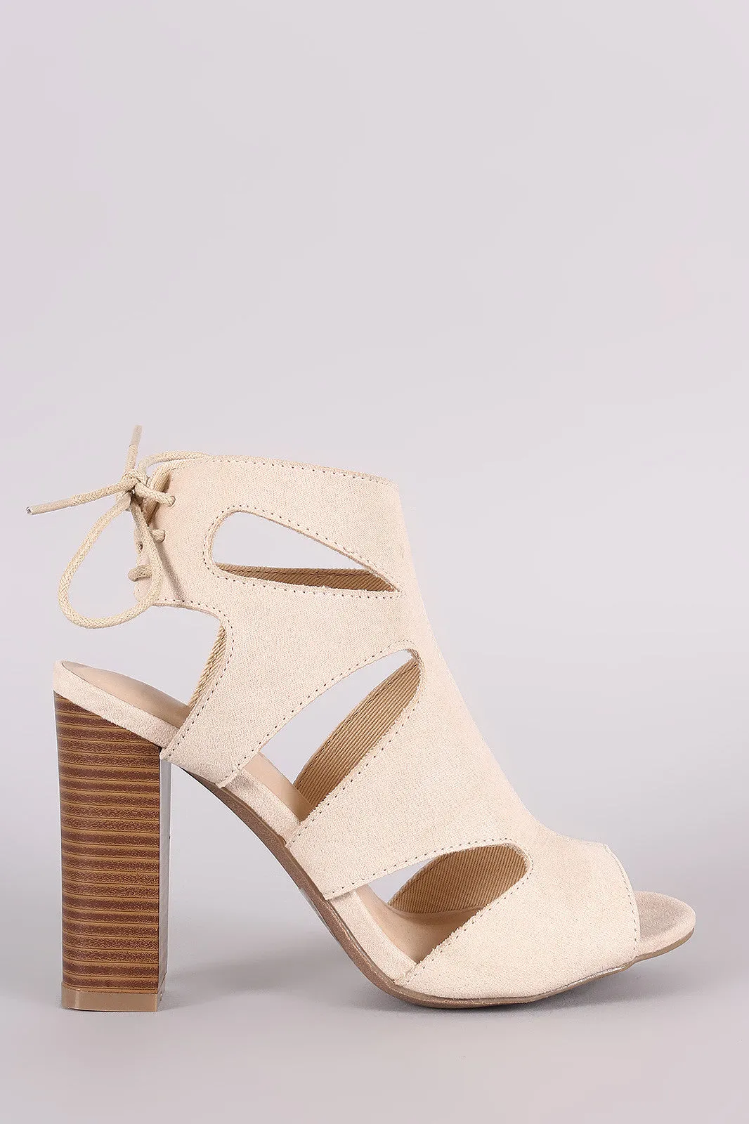 Wild Diva Lounge Cutout Back Lace-Up Chunky Heel