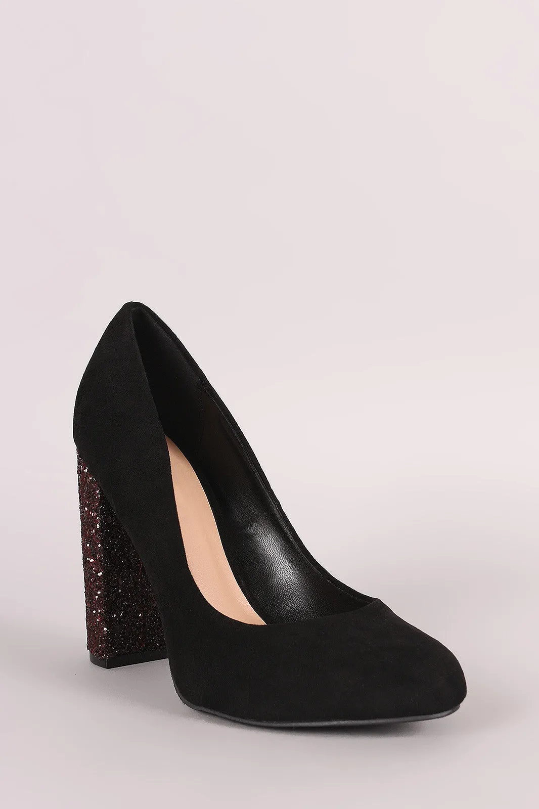 Wild Diva Lounge Glitter Encrusted Chunky Heel Pump