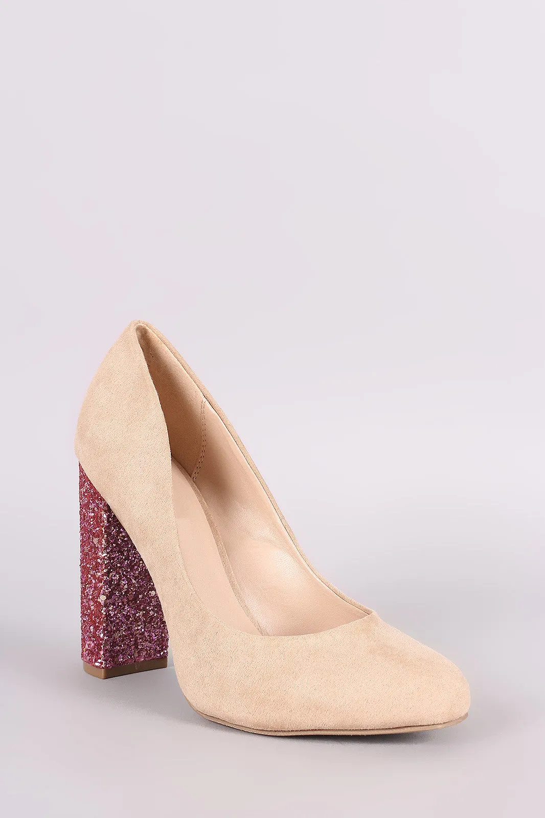 Wild Diva Lounge Glitter Encrusted Chunky Heel Pump