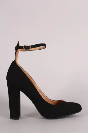 Wild Diva Lounge Suede Almond Toe Ankle Strap Pump