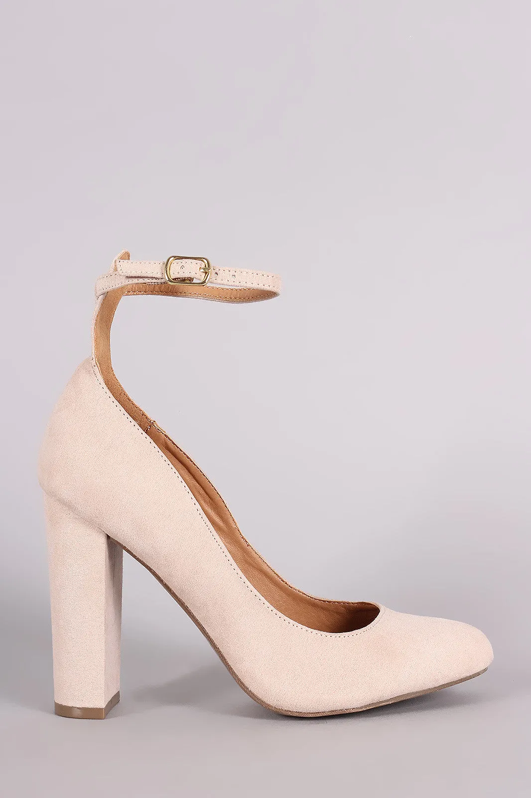 Wild Diva Lounge Suede Almond Toe Ankle Strap Pump