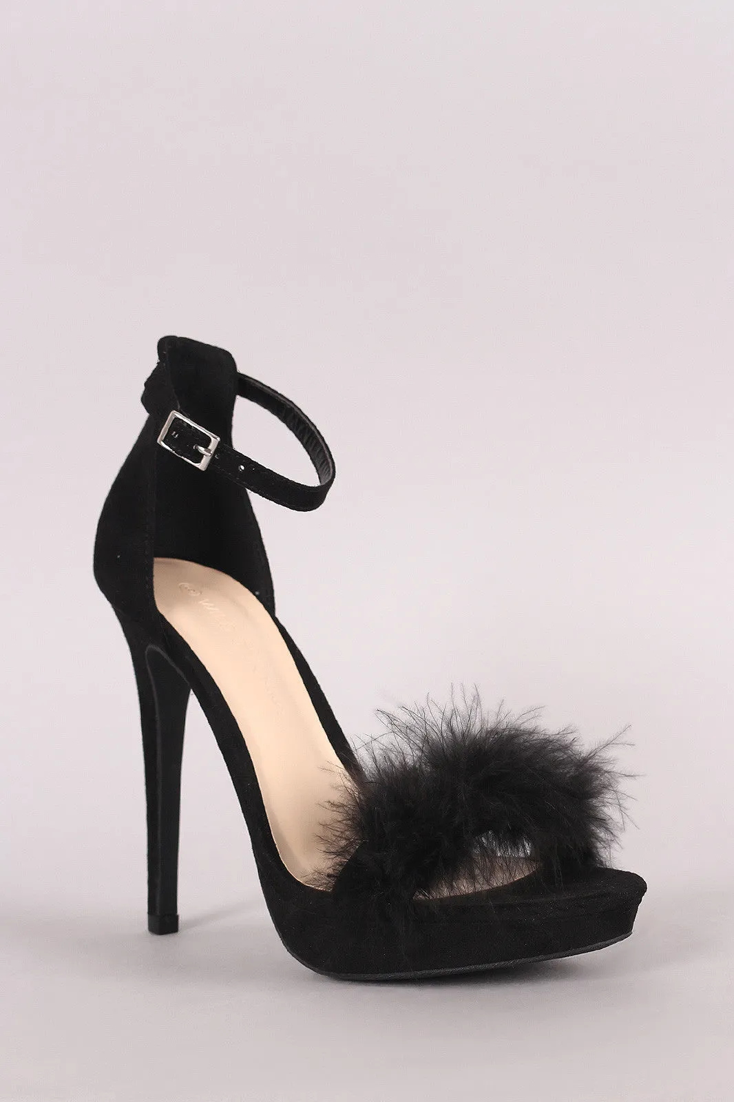 Wild Diva Lounge Suede Faux Fur Band Stiletto Heel