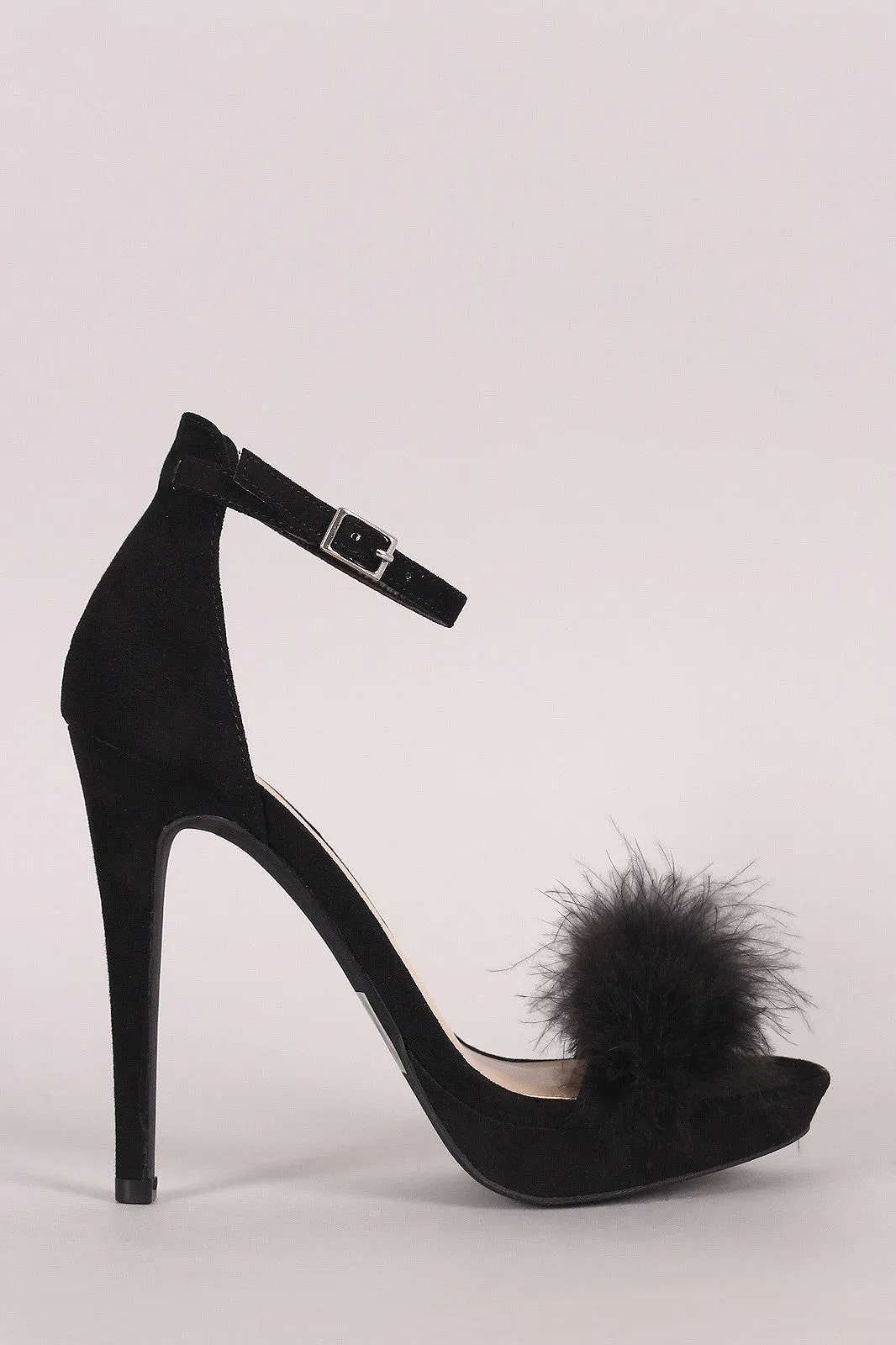 Wild Diva Lounge Suede Faux Fur Band Stiletto Heel