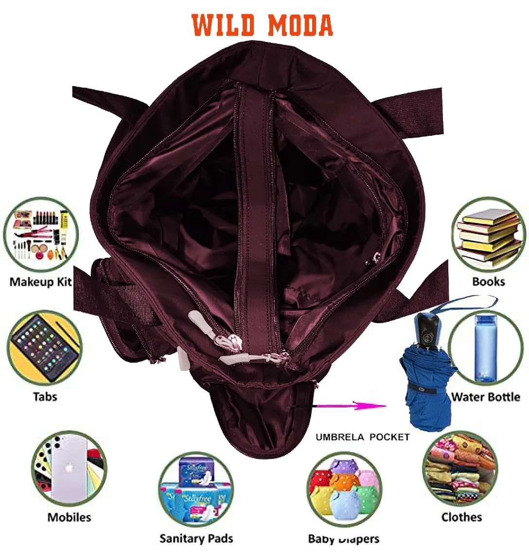 WILD MODA Classic Polyester Double Pocket Shoulder Bag (Maroon)