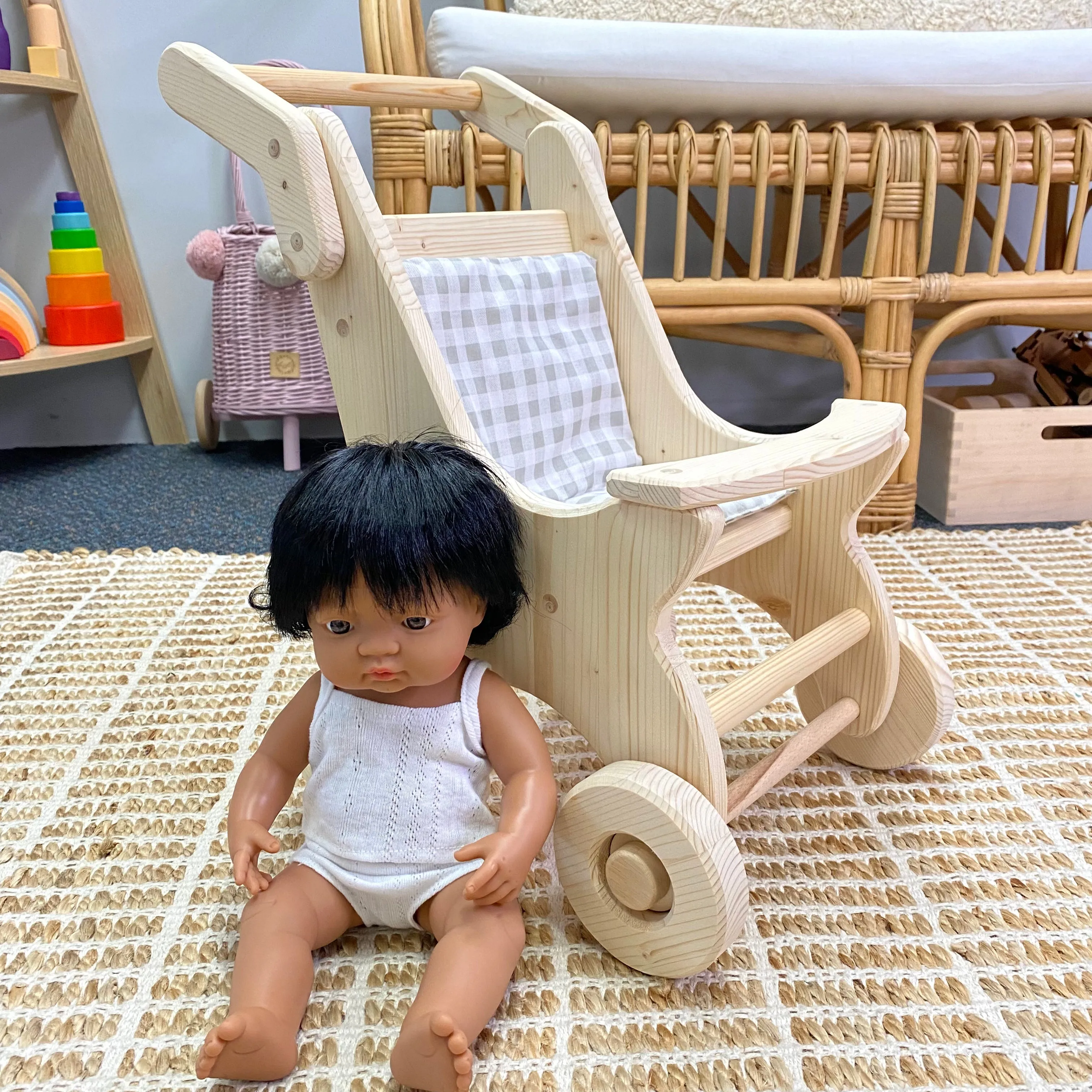 Wooden Dolls Stroller